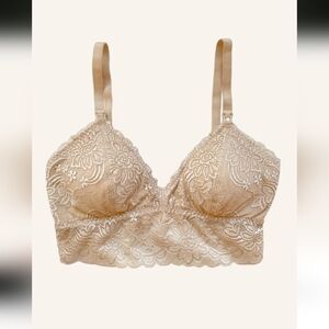 NWT Morrow + Mint Floral Lace Organic Cotton Nursing Bralette - Size 2, Beige